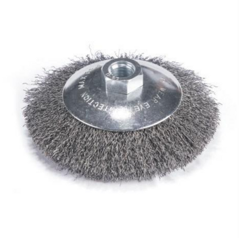 WIRE BRUSH GRINDER CRIMPED CUP BRUSH BEVEL 100MM M14X2 STAINLESS STEEL